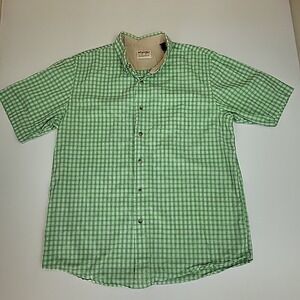 Wrangler Authentics Mens Green Plaid Short Sleeve Button Up Shirt Sz L Preppy